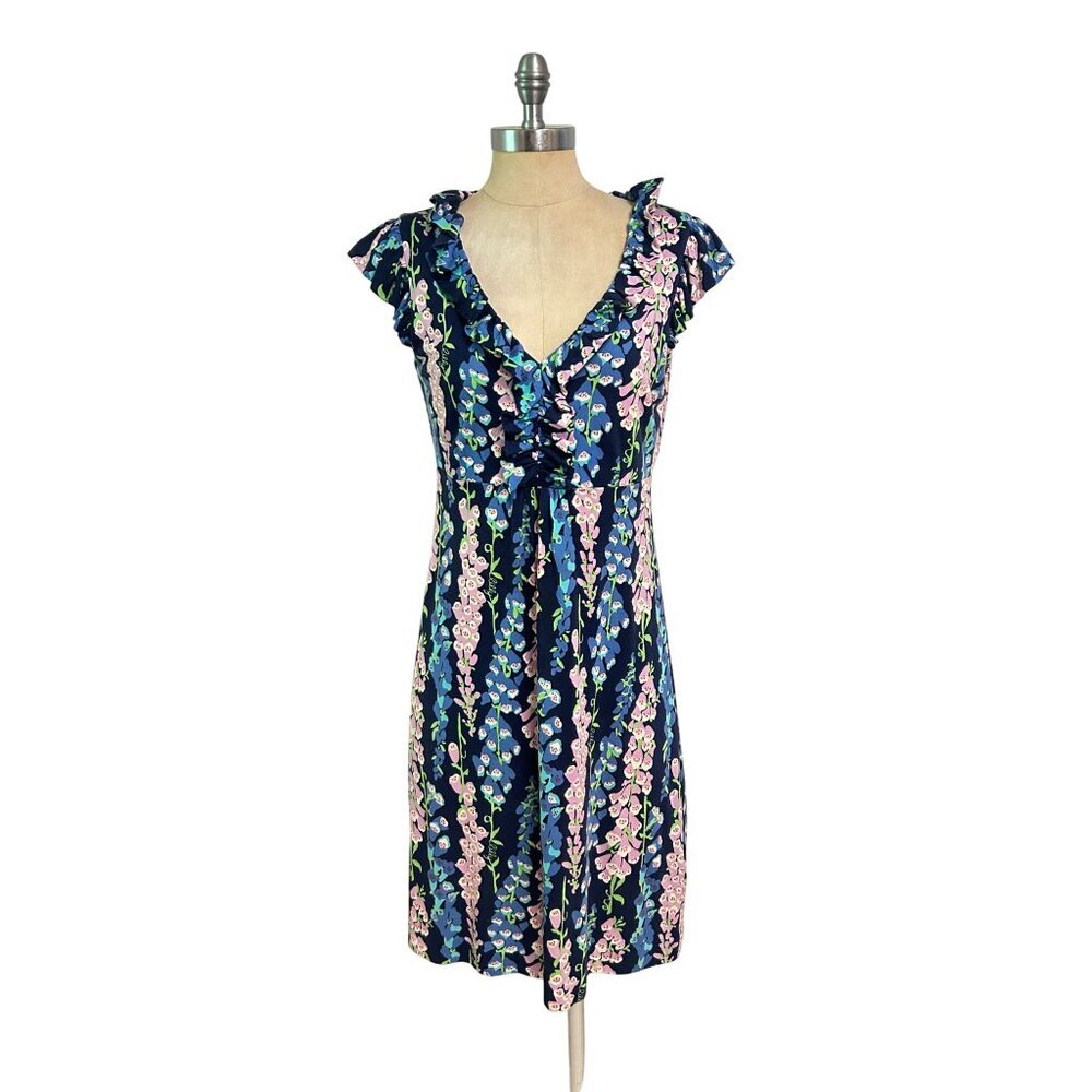 Lilly Pulitzer Dress Silk Blend Clare Floral Foxy Print Medium - Picture 2 of 6
